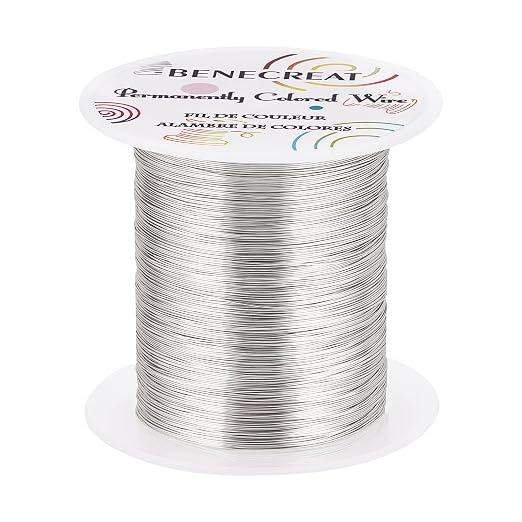 BENECREAT 28 Gauge 164 Yards Tarnish Resistant Silver Wire Jewelry Beading Wire by BENECREAT
