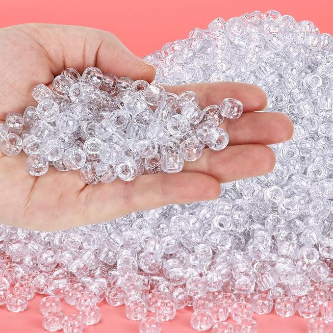 IOOLEEM 4000pcs Clear Glitter Pony Beads, Beads by IOOLEEM