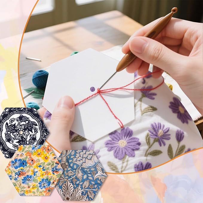 480 PCS 1" Piecing Paper for Quilting, Hexagon Quilting Templates | for DIY - Image 5