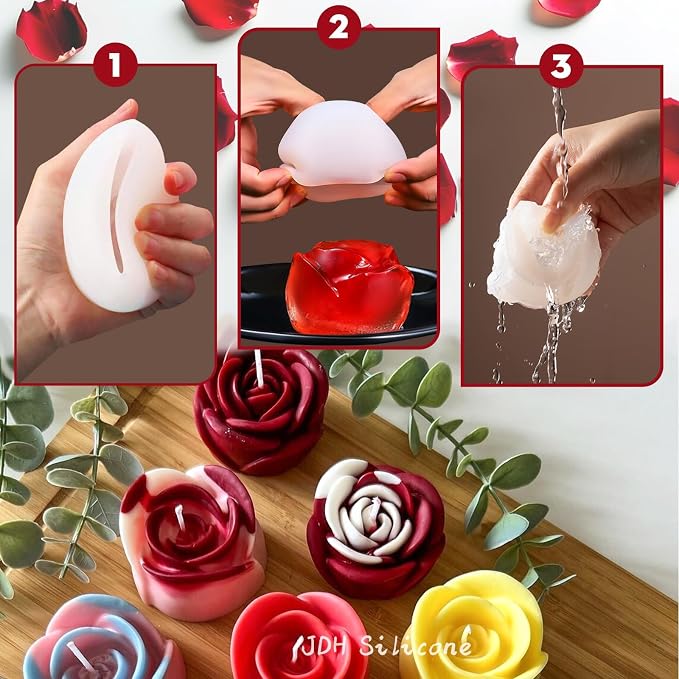 3 PCS 3D Rose Silicone Molds, 3D Flower Candle Mold Soap Candle Resin | - Image 7