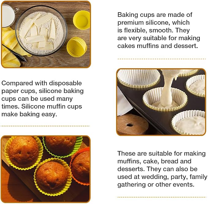 Extra Large Silicone Muffin Cups 24 Pack | Non-stick, - Image 5