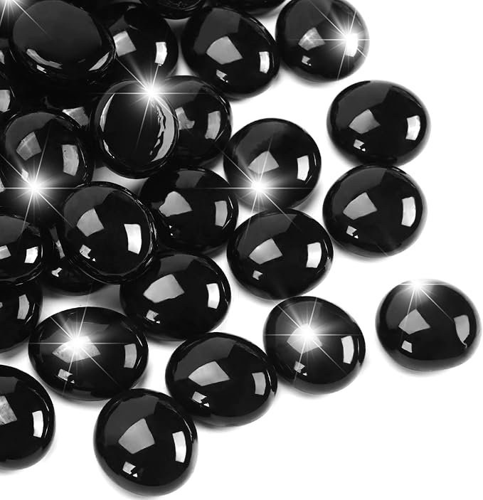 10LB Black Flat Glass Marbles for Vases, Gemstone Beads Vase Filler Decorative by RUOJAS