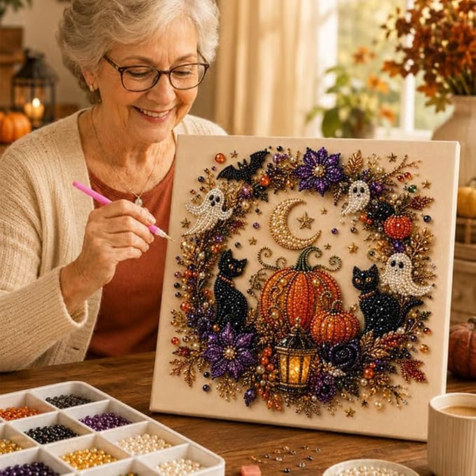 POETRYDRAW Halloween Decor Raven Moon Pearl Art Kit - Image 7
