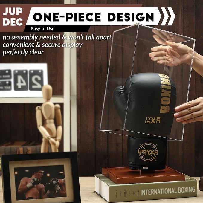 JupDec Boxing Glove Display Case, Full Size UV Protection Souvenirs and - Image 2