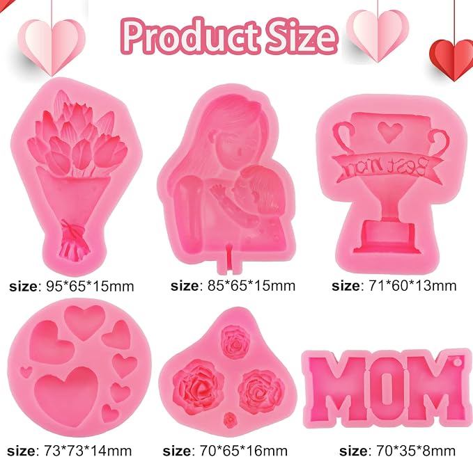 6Pcs Mother's Day Fondant Mold Mom Word Silicon Mold Best Mom Chocolate Mold - Image 3