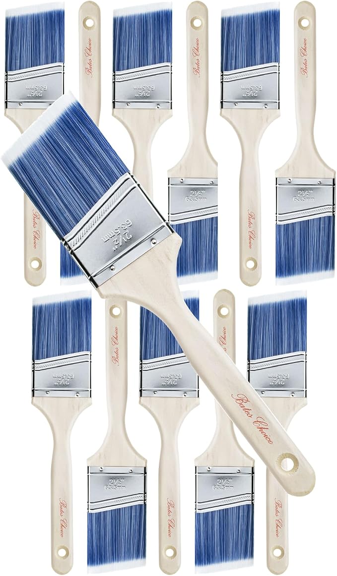 Bates- Paint Brushes, 12 Pack Angle Brushes, Treated Wood Handle | Wall Paint by BatesChoice