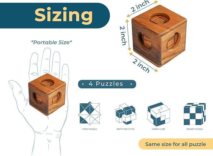 BSIRI 4 in 1 Wooden Brain Teaser Puzzles - Image 5
