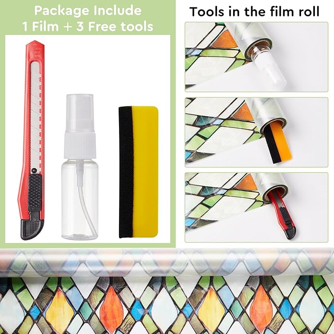 Window Privacy Film Stained Glass 35.4" x 78.7" Rainbow | Static cling – no glue - Image 4