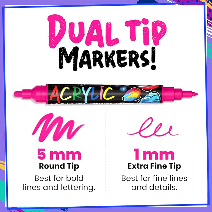 Chalkola 20 Dual Tip Acrylic Paint Markers - Image 3