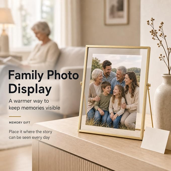 AceList Floating Picture Frame, 3 Pack 8x10 Gold Double Glass | Clear - Image 8