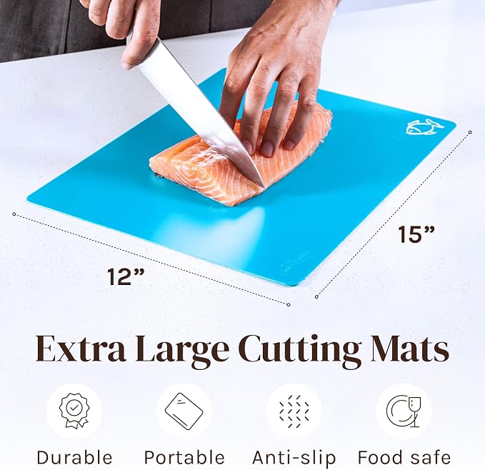 Extra Thick Flexible Plastic Cutting Board Mats, BPA Free, Non-Slip Waffle Back - Image 5