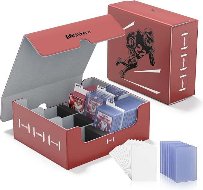 Mlikero Football Card Storage Box, Trading Card Storage Box Oversized Fits by Mlikero