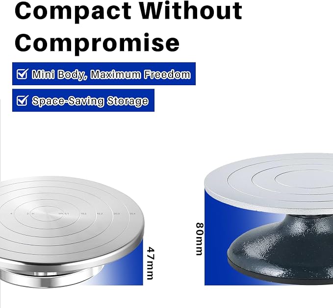Banding Wheel, Double-Sided Pottery Turnable Wheel Aluminium Alloy Heavy Duty - Image 3
