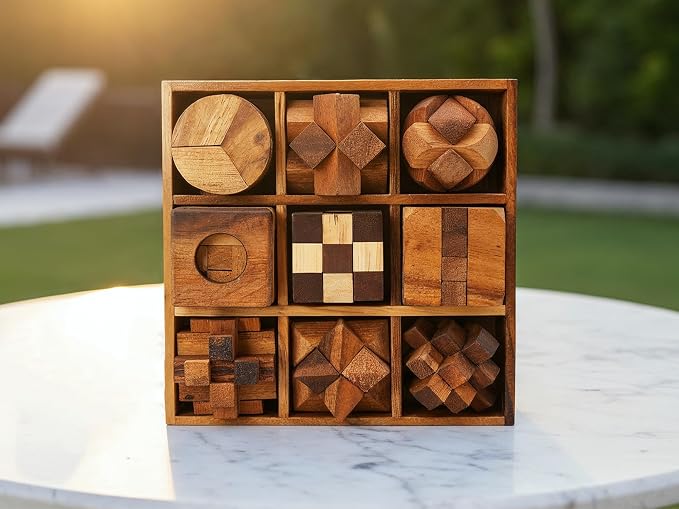 BSIRI 9 in 1 Wooden Brain Teaser Puzzles - Image 7