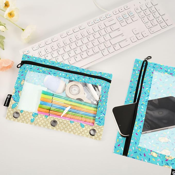 Teal Blue Ice Cream Print Pencil Pouch - Image 5