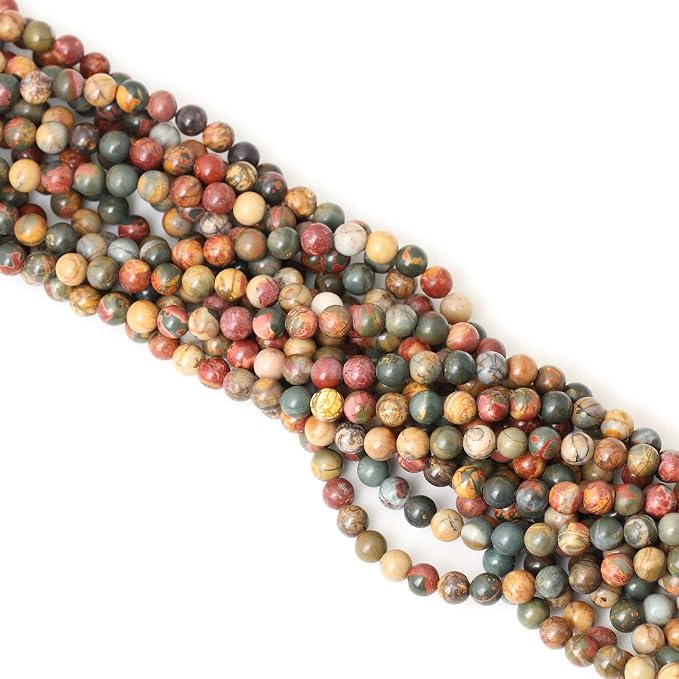 60PCS 6mm Natural Picasso Jasper Gemstone Round Loose Beads - Image 4