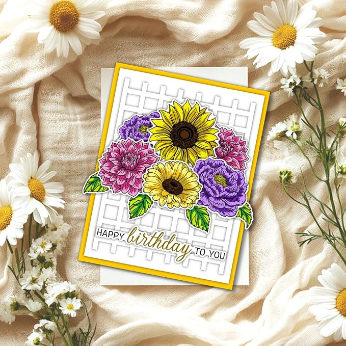 Flower Clear Stamps and Dies for Card Making Layering Coloring Stencil Set - Image 6