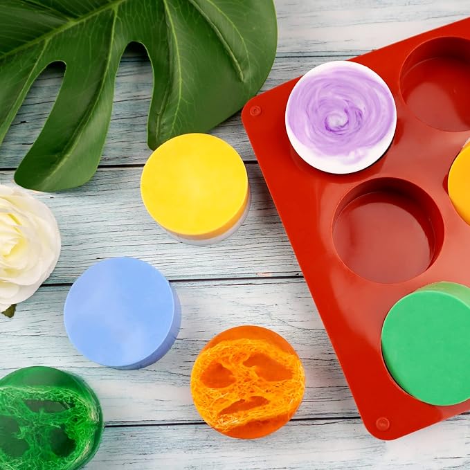 Sakolla 2 Pack Round Silicone Soap Molds, 12 Cavity 2.1" Cylinder Silicone Molds - Image 3