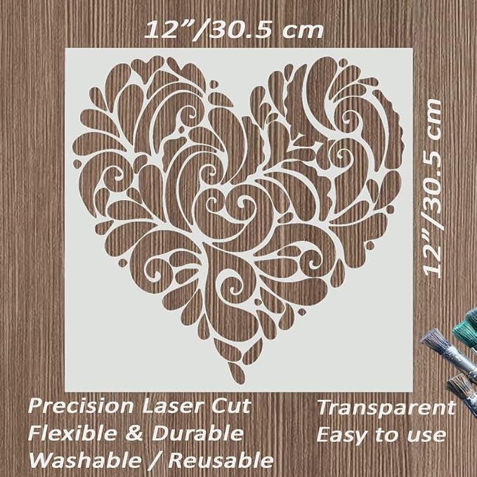 Large 12x12 Inch Mandala Heart Stencil - Image 2