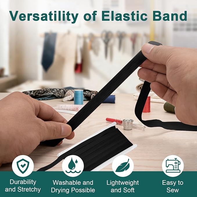 Airisoer 1/2 Inch Elastic Band for Sewing, 12 Yard High Elasticity Sewing - Image 5