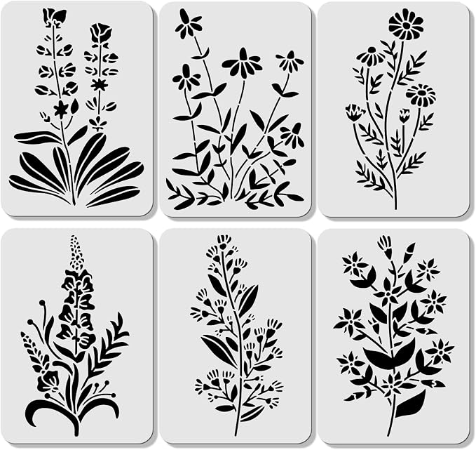 ORIGACH 6 Pcs Field Flowers Stencil - Image 2