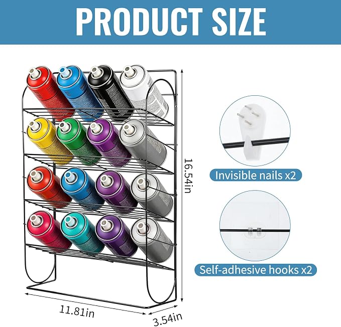 Spray Can Holder Storage Rack Wall Mounted, Metal Spray Paint Rack Organizer - Image 2
