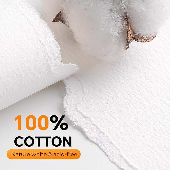 Fuumuui 8×8 Watercolor Paper Block, Textured Rough 100% Cotton Watercolor Paper - Image 2