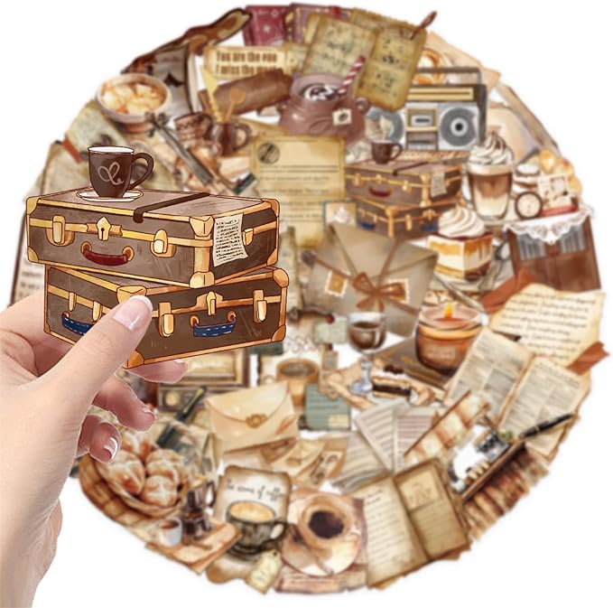 50 PCS Retro Coffee Shop Stickers - Image 3