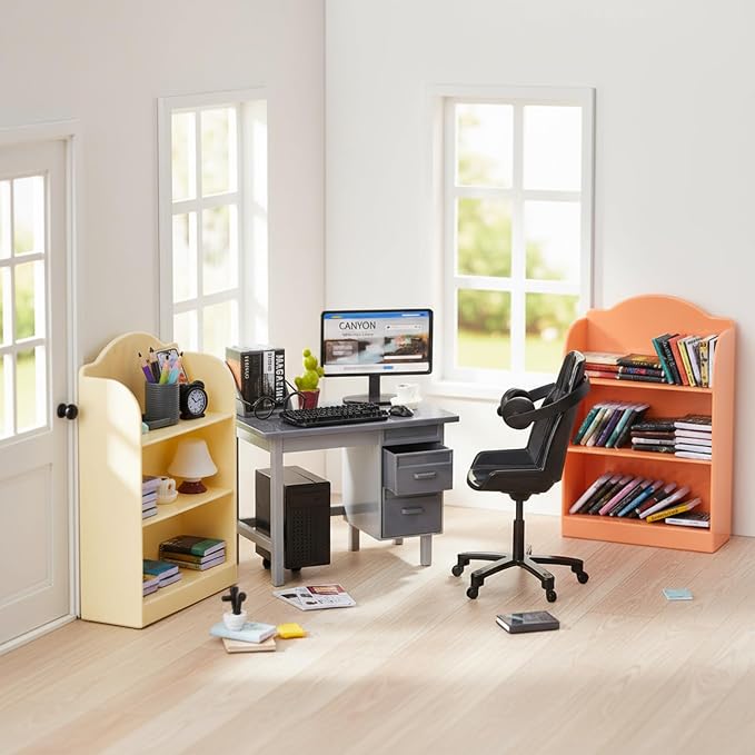 1:12 Scale Doll House Mini Computer Office Desk Furniture Accessories Set | - Image 4