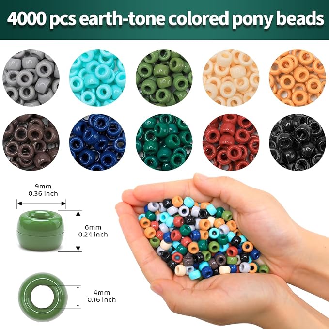 IOOLEEM 4000pcs Earth-Tone Colors Pony Beads, Beads - Image 2