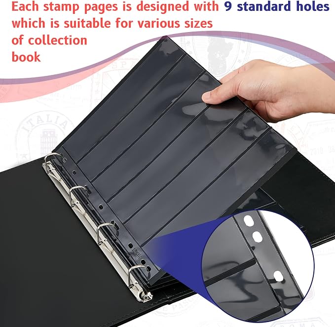 Gersoniel 20 Sheets Stamp Collection Album Pages, Transparent Design, - Image 6