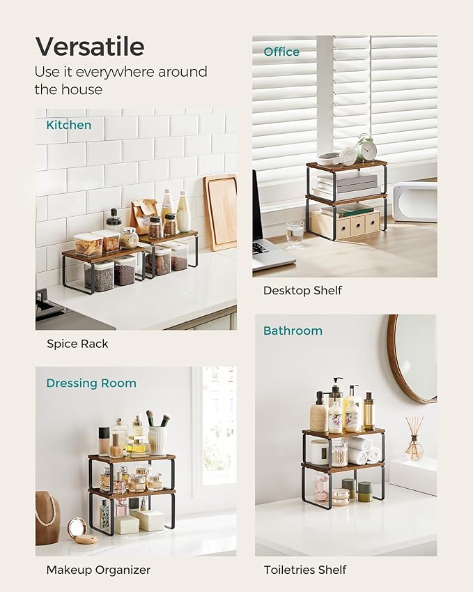 SONGMICS Cabinet Organizer Shelf, Kitchen Storage, Spice Rack, Expandable - Image 5