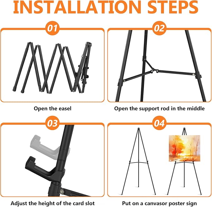 Easel Stand for Sign Portable, Adjustable Metal Easels for Display, Wedding - Image 6