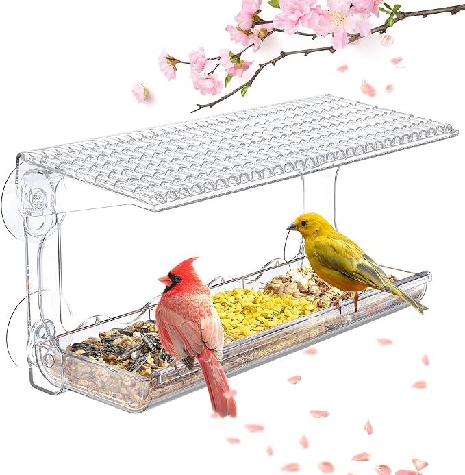 SUNALLY Window Bird Feeder for Outdoors, Transparent Birds House Outside Wild by SUNALLY