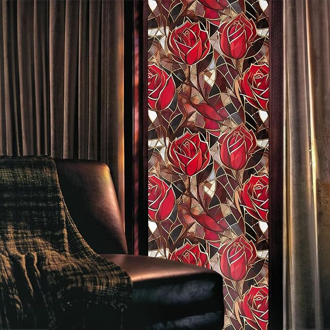 Modern Glaze Mosaic Red Roses 16“x118 Window Films Decorative Window Privacy - Image 2