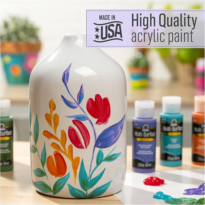 FolkArt Multi-Surface Satin Acrylic Paint in Assorted Colors, 16 oz, Teal 16 Fl - Image 4