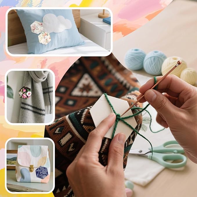 480 PCS 2" Piecing Paper for Quilting, Hexagon Quilting Templates | for DIY - Image 7