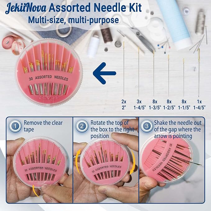 Premium Hand Sewing Needles, 6 Sizes Assorted Sewing Needles - Image 2