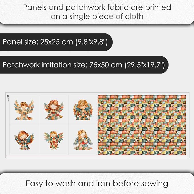 ‍ Patchwork Angel Cotton Fabric Panel – 6 Designs + Bonus Sheet 29.5×19.6 inch - Image 4