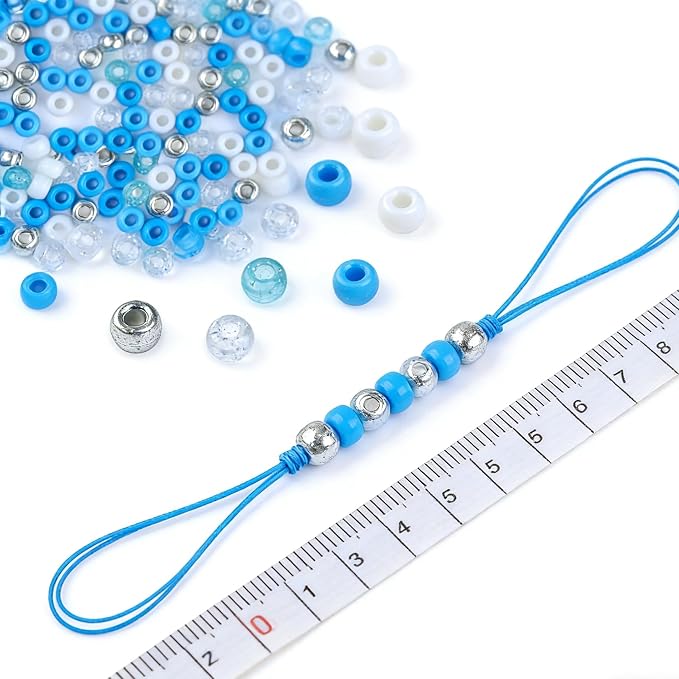 1000PCS 6x9mm Blue and White Pony Beads, Kandi Beads - Image 4