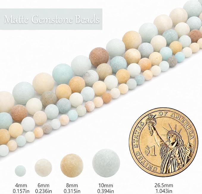 6mm Matte Amazonite Beads, 15-Inch Matte Round Loose Stone Beads - Image 3