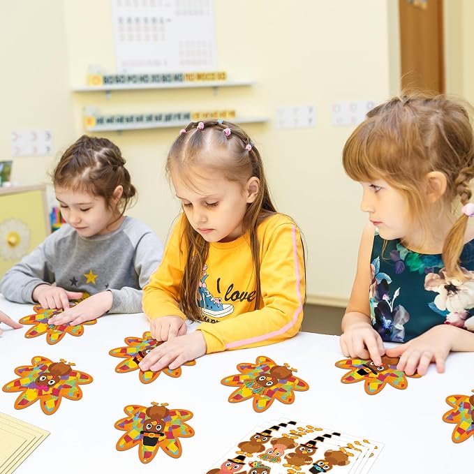 Renbuzhu 36PCS Thanksgiving Crafts Bulk: Turkey Paper Suncatchers DIY Kit - Image 2