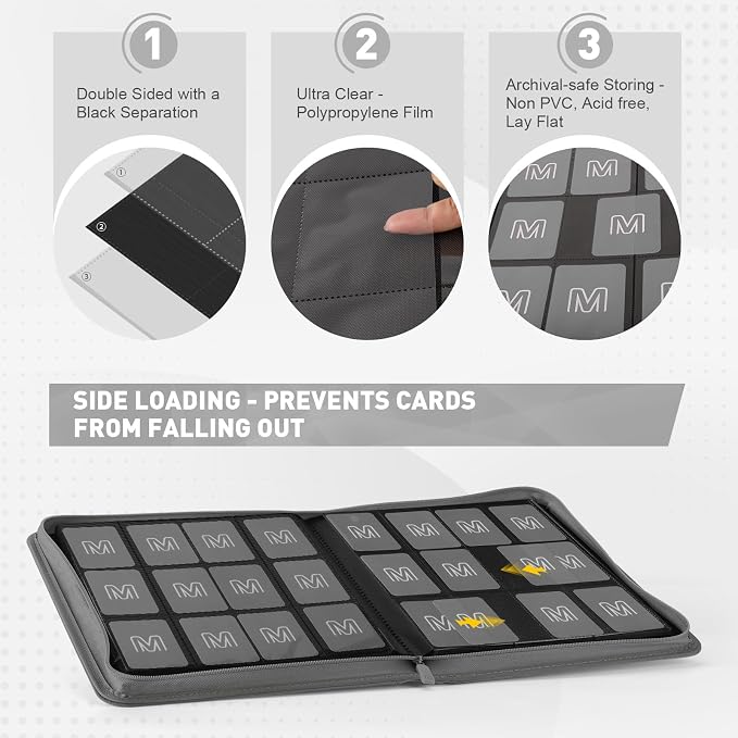 Premium Card Binder 12 Pocket for 720 Pockets Trading Card Binder, PU Zipper - Image 4