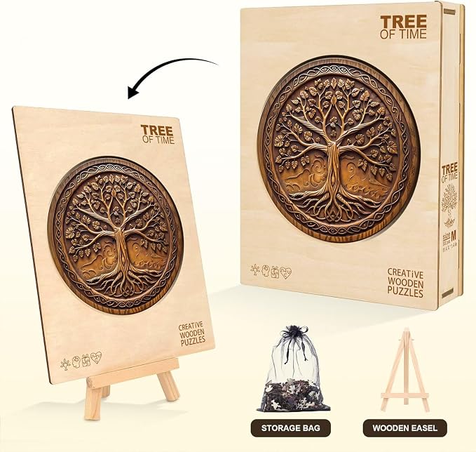 Tree of Time Puzzles Adults Gifts Wooden 100 Pieces 8.5 * 8.5in - Image 5