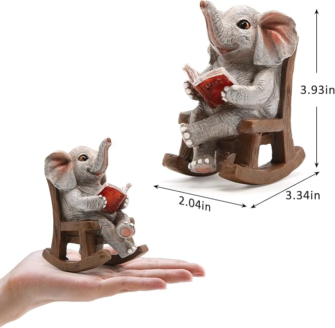 FOXMIS Garden Statues Elephant Outdoor Decor Lights, Lucky Miniature Elephant - Image 2