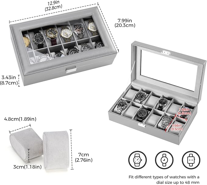 ProCase Watch Box Organizer, 12 Slot Watch Display Case - Image 5