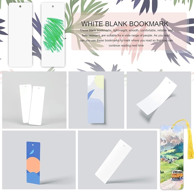 Bercoor 240 PCS White Blank Paper Bookmarks Decorate - Image 5