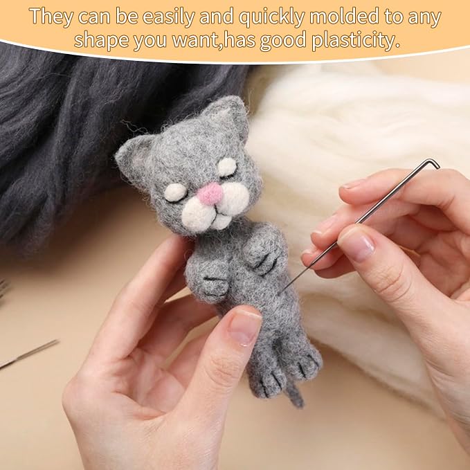 JeogYong Needle Felting Wool, 17.64oz Wool Roving Chunky Wool Yarn, Dark Orange - Image 4