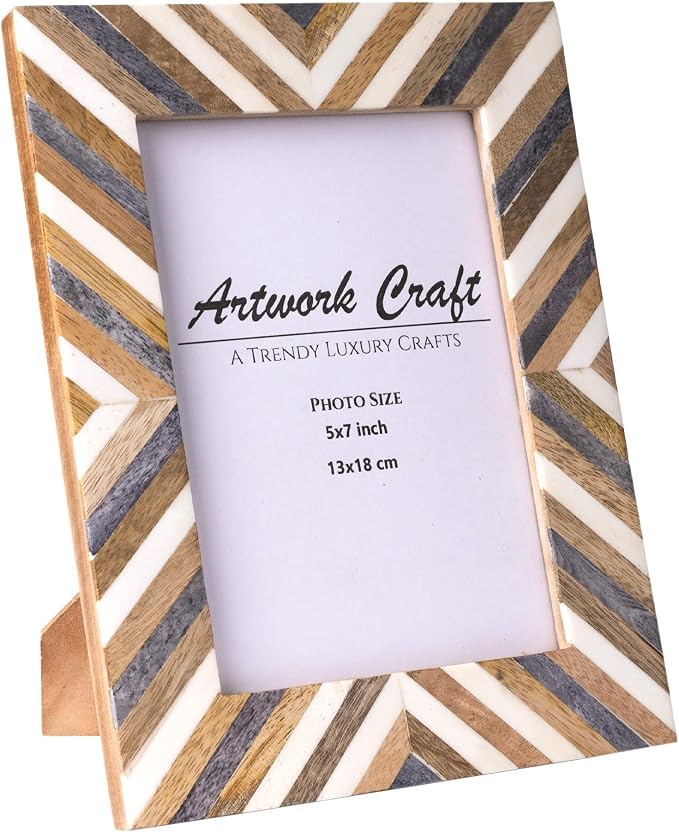 Picture Photo Frame Chevron Herringbone Art Inspired Vintage Table-Top/Wall - Image 3