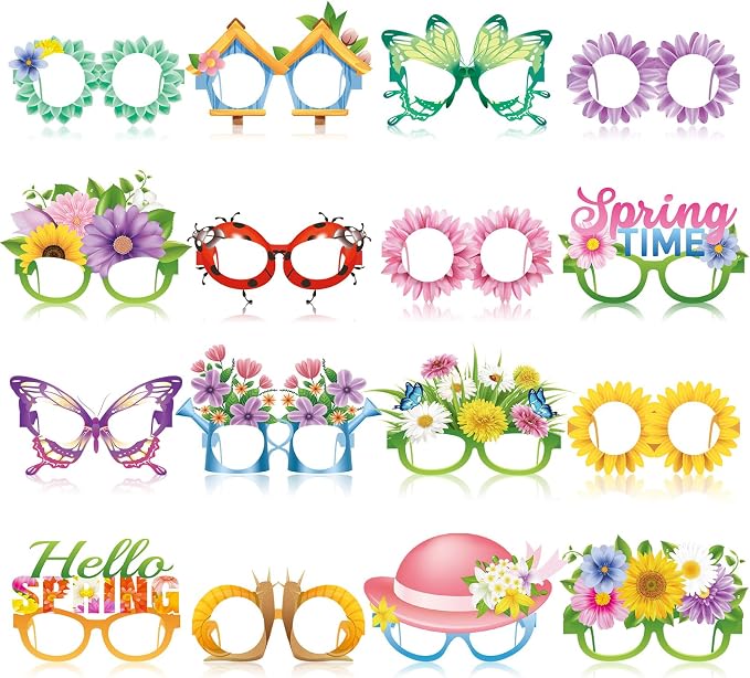 Pajean 32 Pack Spring Party Decorations Eyeglasses Springtime Themed Paper by Pajean